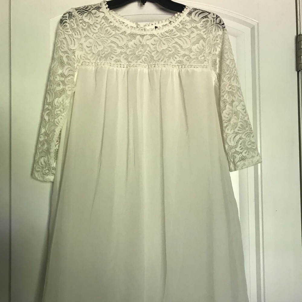 White Lace 3/4 Sleeve Dress